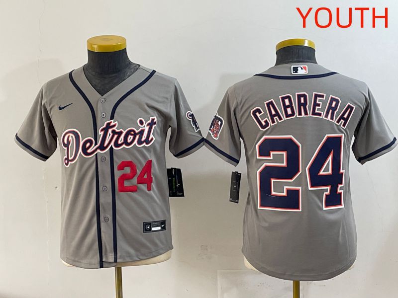 Youth 2025 Detroit Tigers #24 Cabrera Grey Game Nike MLB Jersey style 4->youth mlb jersey->Youth Jersey
